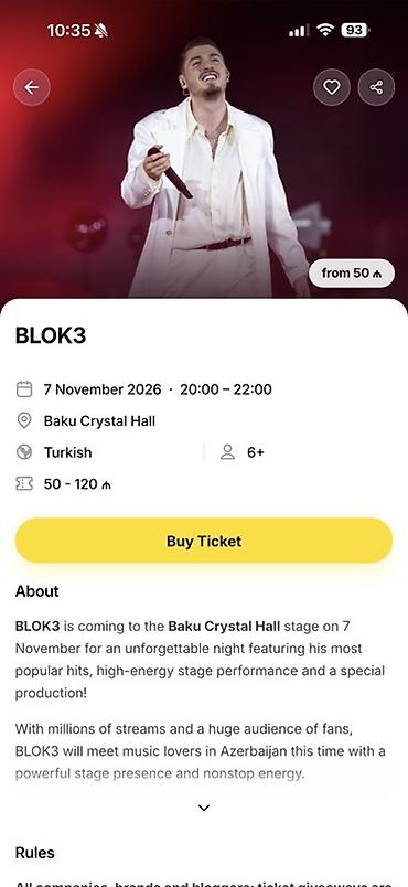 özcan deniz konsert: Elan: BL0K3 konsertinə bilet 2 eded fan zone 120 azn saytdan alanda — 1