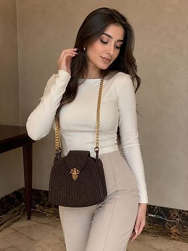 toxunma canta: Qəhvəyi rəngli toxunma çanta - Material: qalın toxunma ipdən — 1