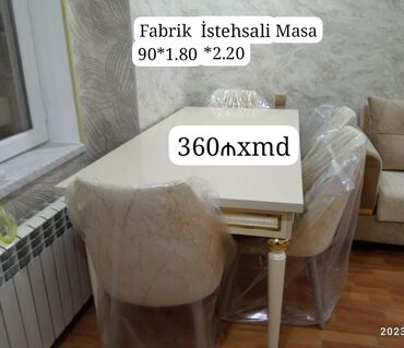 Masa və oturacaq dəstləri: Qonaq otağı üçün, Yeni, Açılmayan, Oval masa, 6 stul — 7