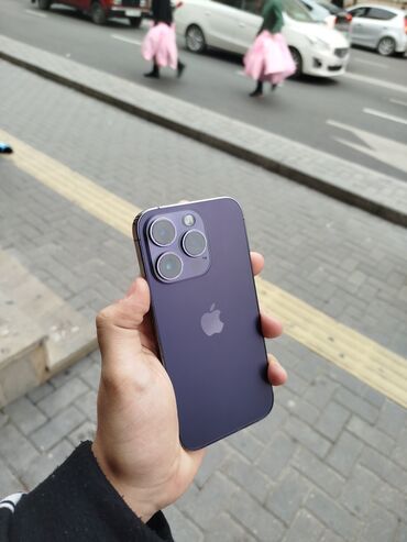 айфон 14 про: IPhone 14 Pro, 128 GB, Deep Purple, Zəmanət, Simsiz şarj, Face ID