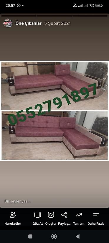 Künc divan satılır. Şəkildə görünən model L formalı künc divandır