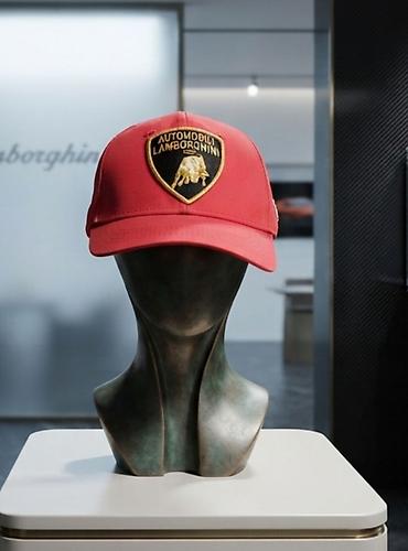 baş örtüsü: Qırmızı Lamborghini beysbol kepkası - Rəng: parlaq qırmızı - Ön — 1
