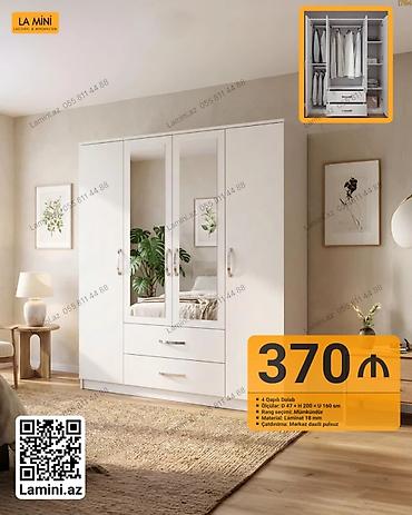Mebel: 4 qapılı paltar dolabı - Ölçülər: dərinlik 47 sm x hündürlük 200 sm x — 1