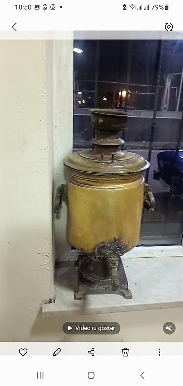 smavarlar: Antik mis samovar və bədii mis qab - Material: qalın mis (samovar) — 1