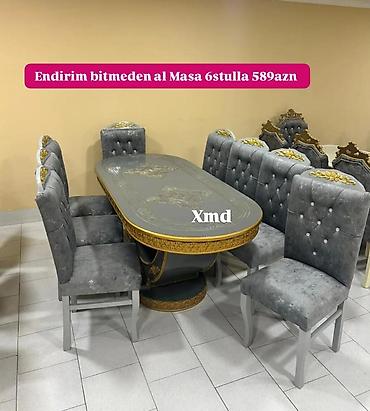 miz usdul: Masa və 6 stul dəsti – 589 AZN - Dəst: 1 yemək masası + 6 stul - — 1