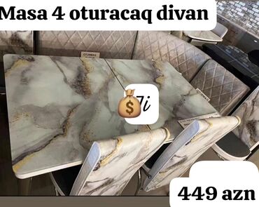 Divan və masa dəstləri: Künc divan masa ve 4 oturacaq