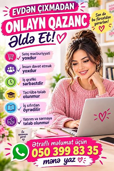 Evdən çıxmadan onlayn qazanc imkanı Xüsusiyyətlər: - Satış lalafo.az -da Evdən çıxmadan onlayn qazanc imkanı Xüsusiyyətlər: - Satış