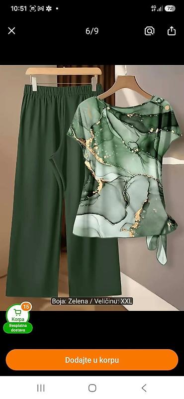 marca 100rsdn: Damski komplet – pantalone i bluza, boja: zelena, veličina: XXL. - — 2