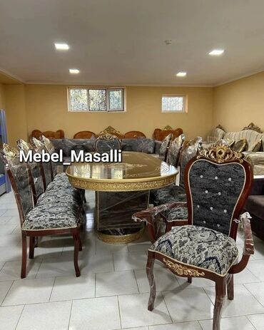 Mebel: Qonaq otağı üçün, Yeni, Açılmayan, Yumru masa, 10 stul, Azərbaycan