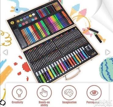 igracka harmonika: Drveni kofer sa bojicama za decu set 180 delova. drveni kofer sa — 1