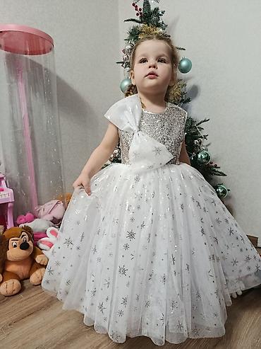 снежинка платье: Детское платье, цвет - Белый, Новый — 3