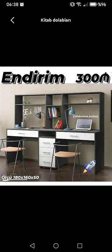ofis stulları: Düz masa, Stul ilə, Polkalı, Siyirməli, Sadə laminat — 1