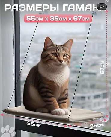Зоотовары: Гамак для кошек на присосках - Крепится к окну на мощные вакуумные — 2