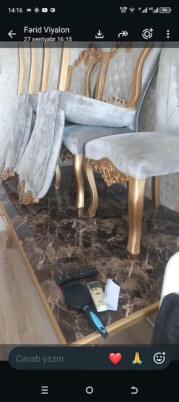 Qonaq otağı üçün klassik üslubda mebel dəsti. Dəstə L formalı künc