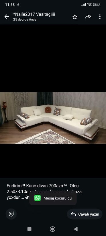 Tumbalar: Künc divan, İşlənmiş
