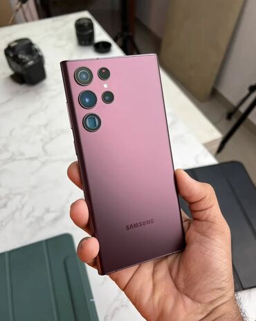 rəsmi 14 c: Samsung Galaxy S22 Ultra, 256 GB, rəng - Bənövşəyi, Düyməli, Barmaq izi, Simsiz şarj