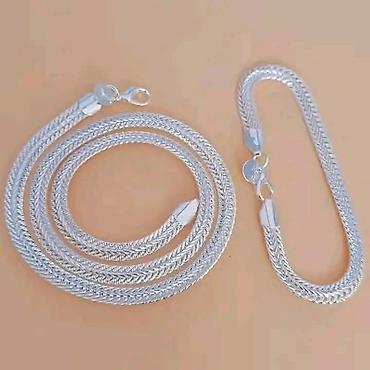 kravata boss: Komplet lančić i narukvica (pleteni „foxtail”/rib Ice weave). - Srebro — 2