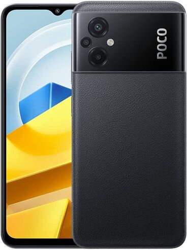 телефоны на 5000: Poco M5, Б/у, 128 ГБ, цвет - Черный, 1 SIM, 2 SIM
