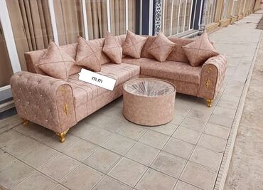 Sifarişlə divanlar: Künc divan, Qonaq otağı üçün, Parça, Bazasız, Açılmayan — 5