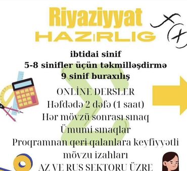 Repetitorlar: Riyaziyyat online hazırlıq,rus ve az sektor