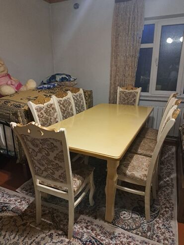 столы стулья: Для гостиной, Раскладной, Прямоугольный стол, 8 стульев