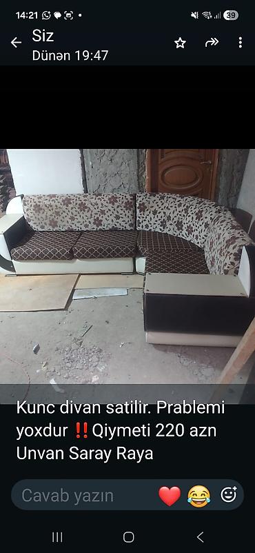 cay evi kiraye: Künc divan - L‑şəkilli, 5 oturacaqlı künc divan - Rənglər: krem-ağ — 1