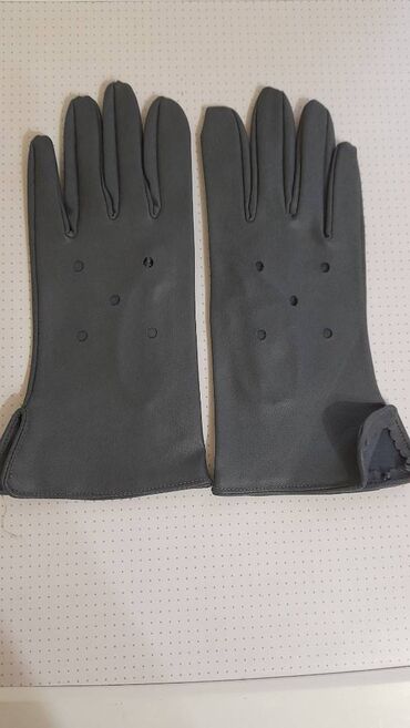 перчатки зима: Перчатки (новые), женские, экокожа. Цвет серо-голубые. Производство
