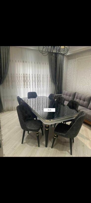 Sifarişlə masa və oturacaq dəstləri: Dördbucaq masa, Qonaq otağı üçün, 6 nəfər, Açılmayan, Azərbaycan, Zəmanətli — 3