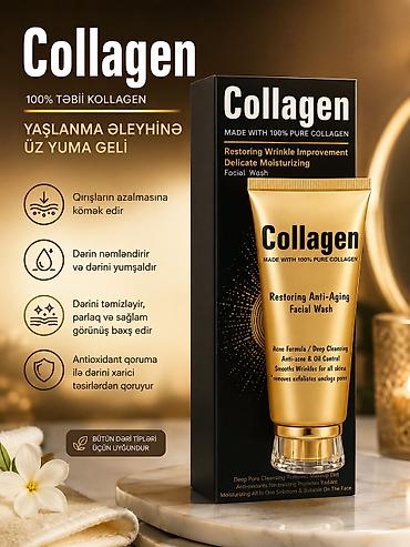 karbon piling: Kollagen – 100% təbii kollagenli yaşlanma əleyhinə üz yuma geli — 1