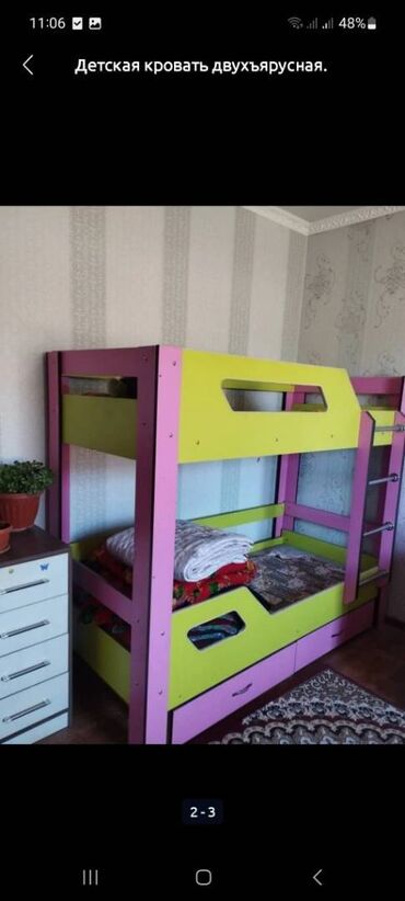 детский кровать машина: Двухъярусная кровать, Для девочки, Для мальчика, Б/у