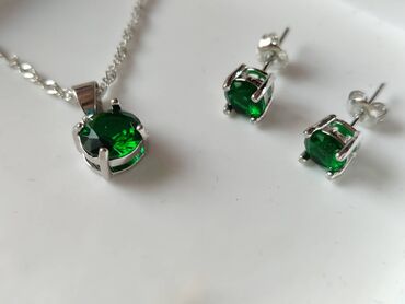 swarovski ogrlice: Set: Minđuše, Ogrlica, Privezak, Materijal: Srebro