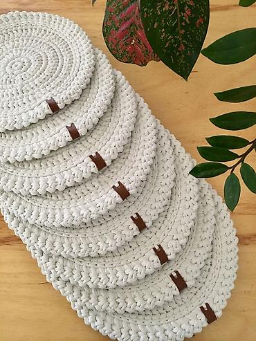 sufre dekoru: Əl işi dairəvi süfrə altlıqları (placemat seti) - Material: qalın — 1