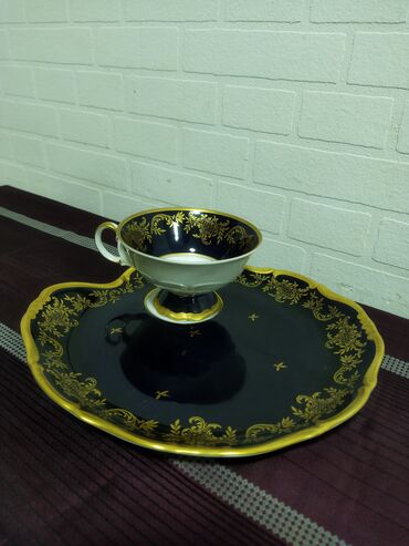 Çay dəstləri və servizlər: Çay dəsti, rəng - Göy, Farfor, Weimar, 1 nəfərlik, Almaniya