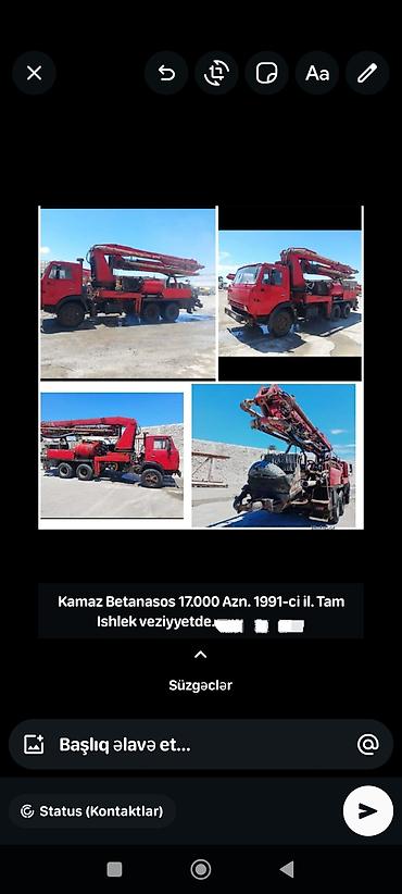 ZİL: KamAZ betonnasos – 1991-ci il istehsalı. Avtomobil üzərində hidravlik — 1