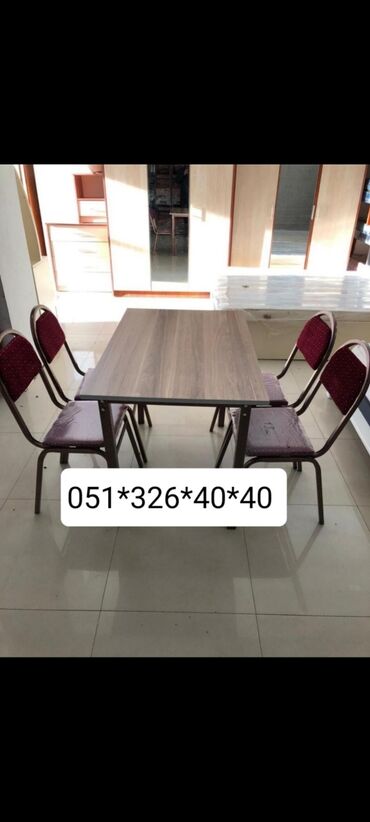 Masa və oturacaq dəstləri: Qonaq otağı üçün, Yeni, Açılan, Dördbucaq masa, 4 stul — 21