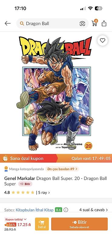 kitab rəf: Barter olar İkisi biryerde Məhsul: Dragon Ball Super manga kitabları — 3