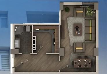 sade qonaq otagi dizayni: 1 otaqlı mənzil – layihəli plan - Planlaşdırma: geniş qonaq otağı — 1
