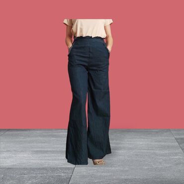 серые джинсы с высокой талией: Трубы, Индия, Высокая талия