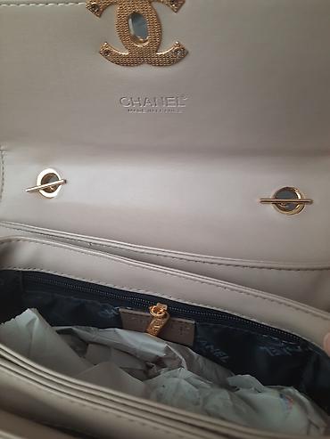 chanel mindjuse: Bej rəngli klassik üslubda çiyin/əllük çantası - Material: yumşaq — 5