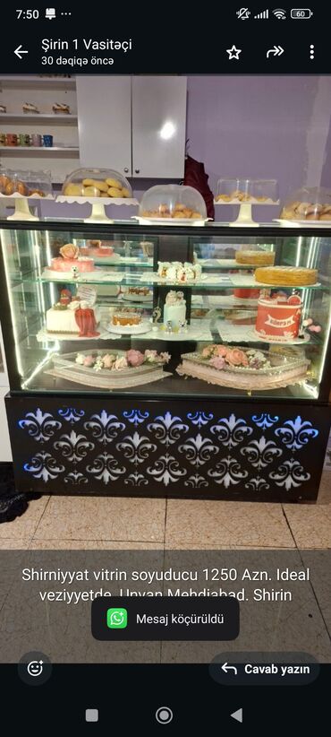 vitrin soyducusu: Shirniyyat vitrin soyuducu 1250 Azn. Ideal veziyyetde. Unvan