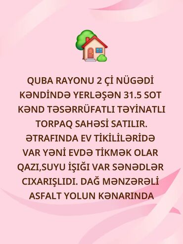 kirayə evlər 2023 həzi aslanov: 31 sot, Kənd təsərrüfatı, Kupça (Çıxarış)