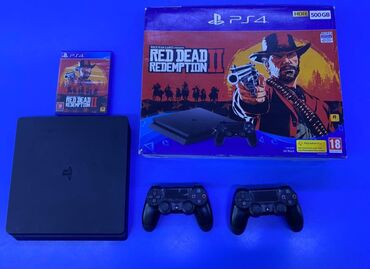 купить диски сони плейстейшен 4: Playstation 4, Слим 500гб. ПО 12.50 + диск РДР 2 Состояние отличное