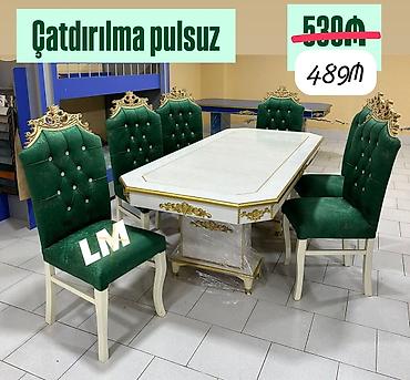 60 70 masa: Qonaq otağı üçün, Yeni, Açılmayan, Dördbucaq masa, 6 stul — 1