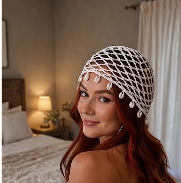 Бижутерия: Xəzinə üslubunda toxunma saç toru (crochet hair cap) - Model: əl işi — 4