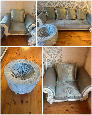 mebeı: Divan kreslo dəsti satılır 400₼.açılmır,bazasızdır.Ünvan 6cı — 1