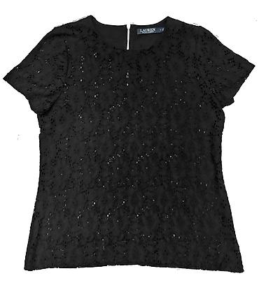 Majice kratkih rukava: RALPH LAUREN Crna Čipkana Bluza/Majica - L (Original). Prekrasna — 4