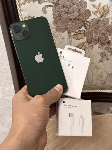 ош телефоны: IPhone 13, Б/у, 128 ГБ, Зеленый, Защитное стекло, Зарядное устройство, Кабель, 76 %