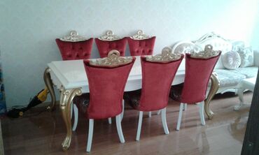 masa dəsti işlənmiş: Qonaq otağı üçün, İşlənmiş, Açılmayan, Kvadrat masa, 6 stul, Azərbaycan