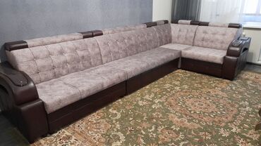 диван из палет: Угловой диван, цвет - Коричневый, Новый