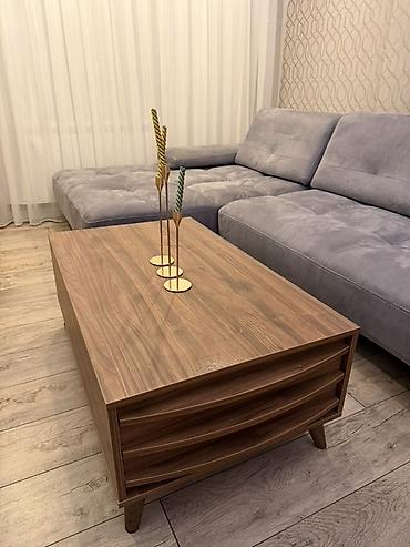 qoz: Mebel: Taxta çay/qəhvə masası - Material: Təbii ağac teksturasını əks — 3